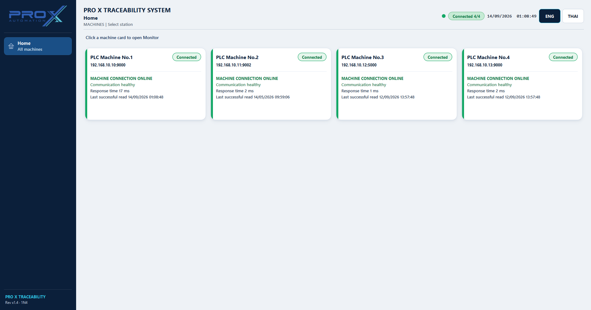 PRO X Traceability — Machine overview